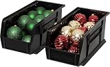 Akro-Mils 30230 AkroBins Plastic Storage Bins, Space-Saving Stackable Bins for Garage, Pantry, Craft Organization, 27,6 cm x 14 cm x 12,7 cm, Black, 12-Pack - 11