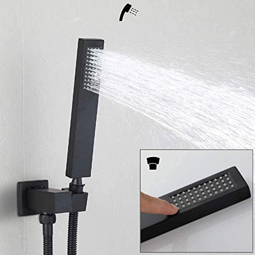 Système de douche thermostatique pour température stable ensemble noir mat 10"