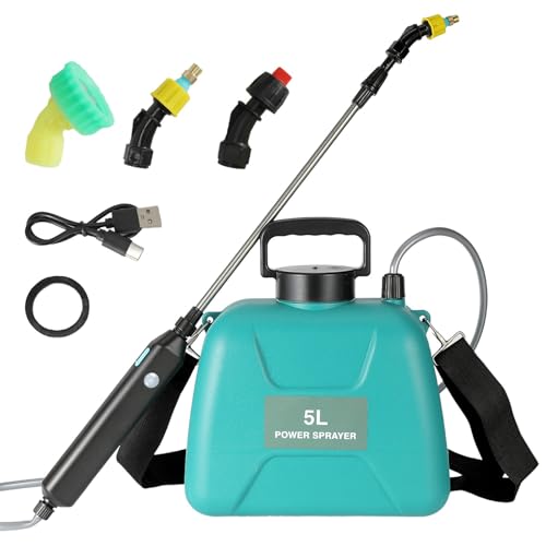 Pulvérisateur électrique 5L,Pulverisateur de Jardin Télescopique Rechargeable avec 2 Buses, Capuchon à Large Bouche,2400mAh Batterie Rechargeable par...