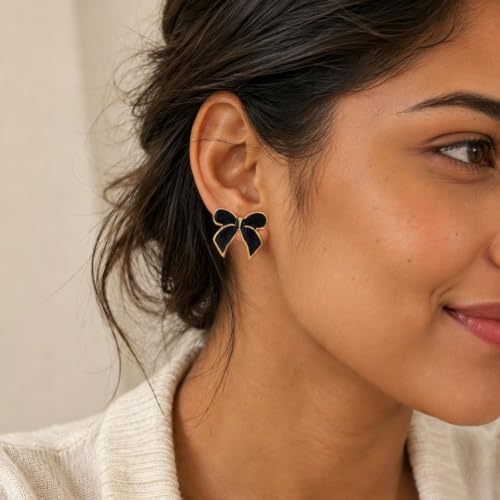 Black Bowtie Earrings - image 3