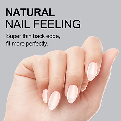 Almond Nail Tips - 480 Pcs Upgraded Matte Soft Gel Nail Tips No Filed, Pre-Shaped Full Cover Clear Acrylic False Gelly Nail Tips For Soak Off Nail Extensions 15 Sizes With 2Pcs Nail File #TOP2