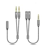 3.5mm (1/8 inch) Headphone Splitter Cable, Stereo Headset Adapter (Microphone + Audio) Y Splitter...