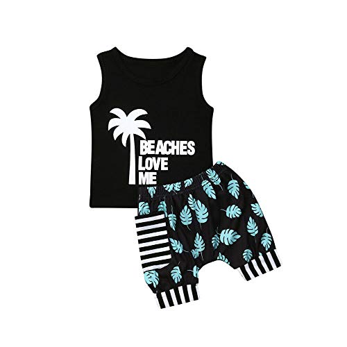 Afunbaby Toddler Baby Boys Summer Shorts Sets Mamas Boy Sleeveless Shirts Tank Tops and Shorts 2Pcs Clothes Outfits (Beaches Love Me, 4-5T)