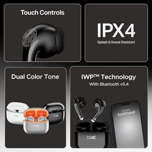boAt Airdopes 101v2 Black Wireless Earbuds Pitch Black - Image 5