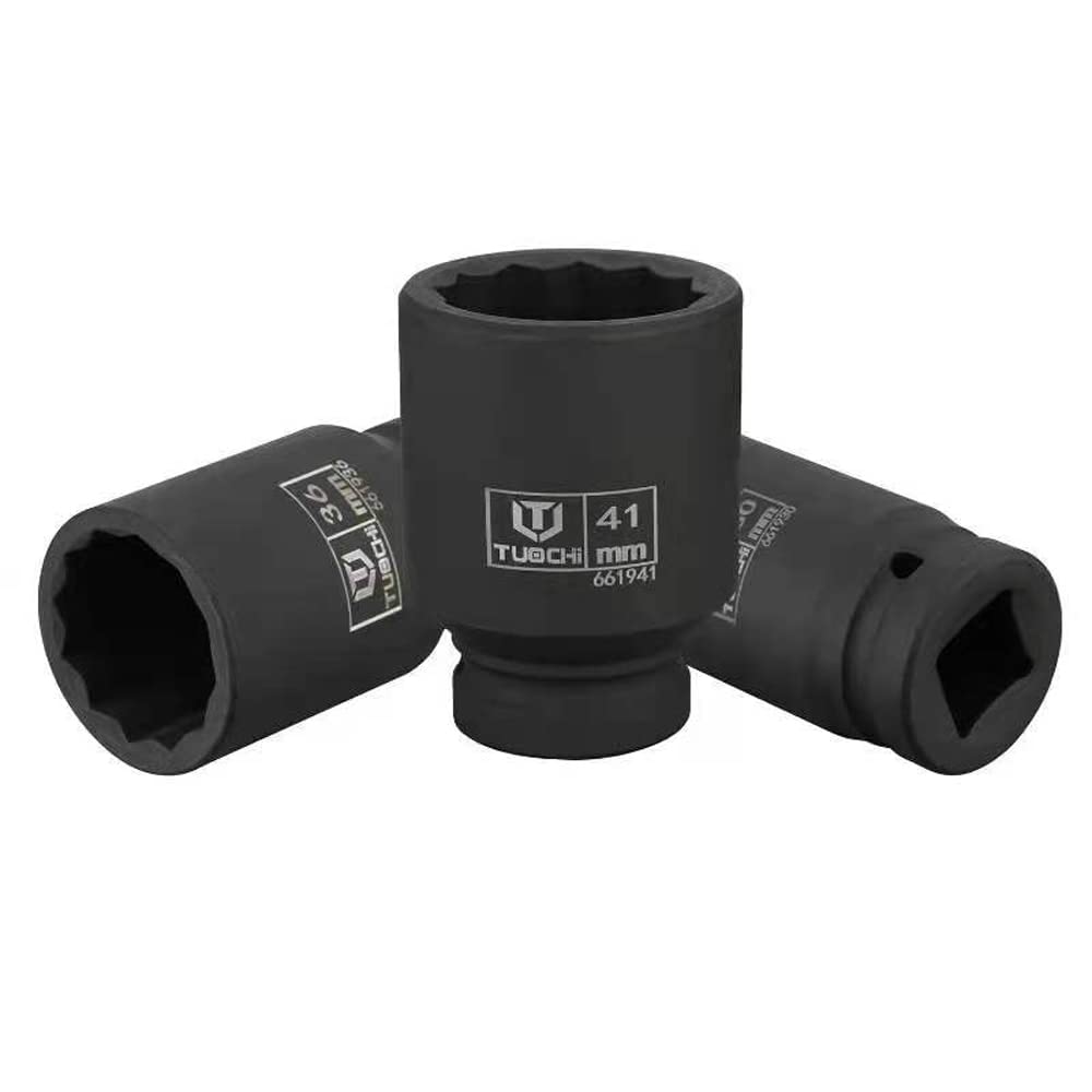 10tlg. Vielzahn Schlagschrauber-Nüsse 17-41mm 12-Kant Nüsse 3/4'' Kraft-Steckschlüssel-Einsatz Set, 32*30*8cm