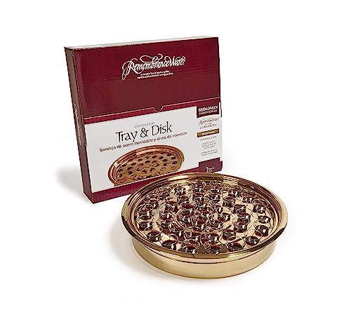 Broadman Church Supplies RemembranceWare Communion Tray & Disk, Brass, Holds 40 Cups