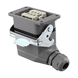 Robuster 6-poliger Stecker, industrielle rechteckige Steckdose mit IP65 wasserdichter elektrischer Abzweigung, 16 Ampere Crimpklemmenblock, Polycarbonat-Gehäuse grau für Automatisierung (6-adrige