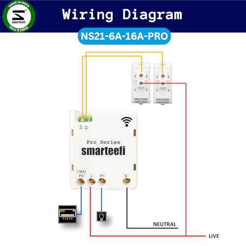 Image of Smarteefi WiFi 2 Node(1 Node 6A + 1 Node 16A) Retrofit Smart Switch (PRO-SERIES) Works with existing switches, No hub required, Compatible with Alexa and Google Home (PRO-SERIES, 2 Node (6A+16A))