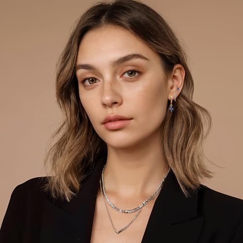 GEORGE · SMITH Gold Hoop Earrings Set for Women, Cubic Zirconia Gold Hoop Earrings Stud, Huggie Hoop Earrings Set for Women Hypoallergenic (3 Pairs)2