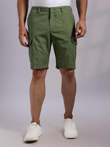 Image of Thomas Scott Men's | Regular Fit | 100% Cotton | Solid | Breathable Lightweight | 6-Pocket Cargo Shorts | Cricket Club Collection