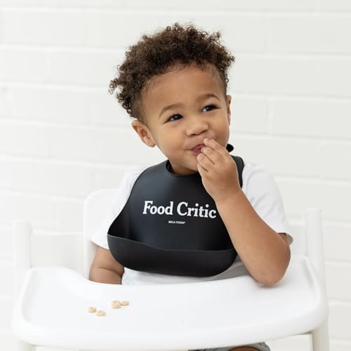 Bella Tunno Baby Bib for Eating, Waterproof Silicone Bib with Large Food Catcher, Adjustable Fit for Babies 4-12 months & Toddlers 1-3 Years, Boys & Girls, Food Critic2