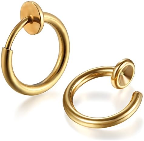 Cupimatch Mannen Cool roestvrij staal Plain oor manchet Clip op niet-piercing oorbellen Set van 6 stuks
