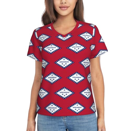 T-shirt sport Arkansas col V pour femme au design athlétique respirant