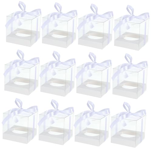 SOLUSTRE 30pcs Cake Boxes Window Mousse Cake Packing Containers for Bakery Desserts Birthday Party White