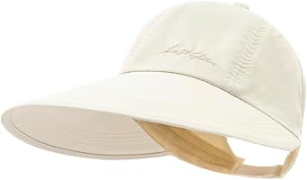 Sun Hats for Women Outdoor Wide Brim UV Protection Hollow Top Summer Beach Packable Visor with Ponytail-Hole