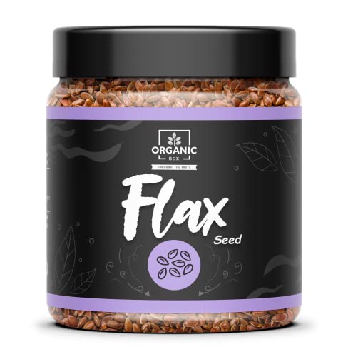 Image of Organic Box Natural and Premium Flax Seed Fibre Rich Alsi Seeds Raw Flaxseeds for Weight Loss and Omega-3 Rich Superfood (250 Gram) - Diwali Gift Pack