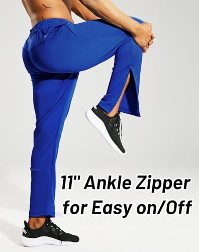 Image of MIER Mens Ankle Zip Sweatpants, Soccer Warm-up Track Pants with Pockets