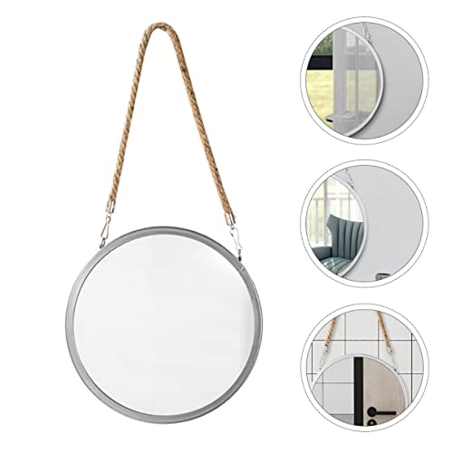 Doitool Vintage Home Decor 2Pcs Office Framed Wall- Frame Circle Vanity Decorative Mounted Art Hanging Metal Wall-Mounted Dresser Mirror Bedroom With Door Rope Farmhouse Rustic Makeup Vanity Mirror #TOP5