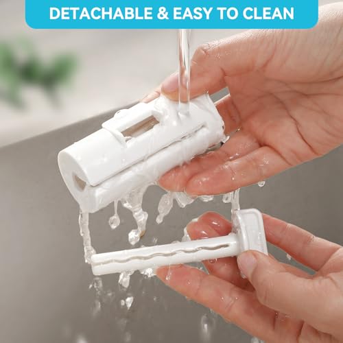 MOPMS Toothpaste Squeezer Wall Mount, 2 PCS Toothpaste Roller Dispenser for Bathroom, Plastic Tube Squeezer Roller Wringer for Artist, Hair Salon, Painter (White) - Thumbnail 7