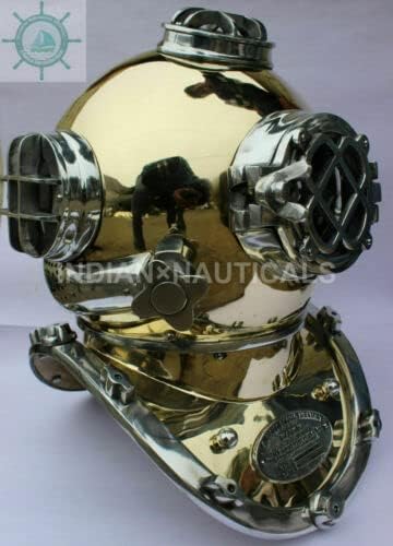 Miniatura 2 de KY Industries - Casco de buceo Morse Us azul marino de aluminio y latón Mark V de estilo vintage