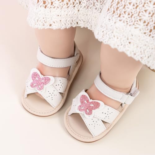 Image of Babelvit Infant Baby Girl Boy Sandals Comfort Premium Summer Outdoor Casual Beach Shoes with Flower Bowknot Anti Slip Rubber Sole Newborn Toddler Prewalker First Walking Shoes