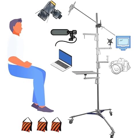 All in One Camera Stand Setup for Video Creators,Mobile Shooting Device Tree for Youtuber/Instgram/Tiktok/Vlogger/Live Mount Camera/Mic/Light/Monitor etc-55lbs Payload Cover