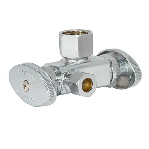 Eastman 3/8 Inch Od Compression X 3/8 Inch Od Compression X 1/2 Inch Fip Multi-Turn Dual Handle Three Way Stop Valve, Brass Plumbing Fitting, Chrome, 04325Lf #TOP2