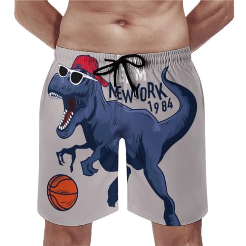 Shorts de bain homme dinosaure basket-ball avec poches et cordon S