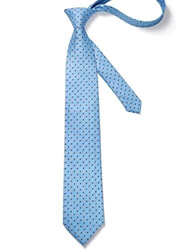 HISDERN Men's Plaid Dots Tie Woven Classic Necktie & Pocket Square Set