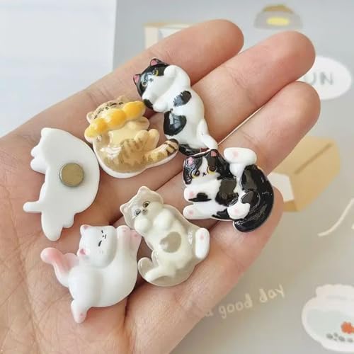 Image of 6PCS Stylish Fridge Magnets, Cat Themed Decorative Magnets for Refrigerator, Perfect for Kitchen Decor, Office, Gift (Multicolored)