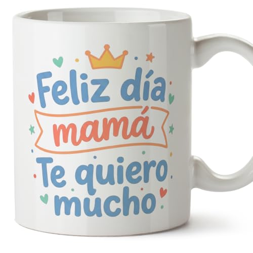 Imagen de MUGFFINS Taza mamá con frase Feliz día mamá Te quiero mucho en Español regalo madre 330 Ml 11 oz Idea original para regalar papi mami v1