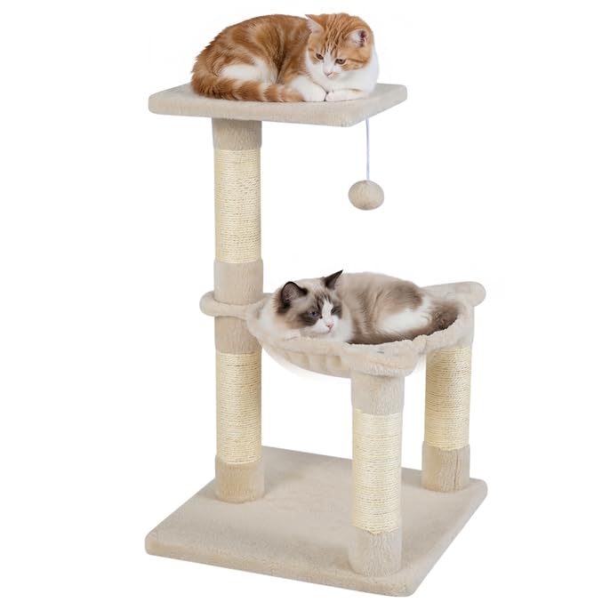 Arbre à chat avec griffoirs sisal et panier peluche pour protéger vos meubles