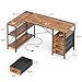 Huuger L Shaped Office Desk with Power Outlets, 47 Inch Computer Desk with 3 Drawers, Shelves, for Gaming, Corner Work, Home Office, Study, Rustic Brown