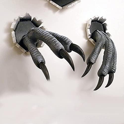 BEAUTYBIGBANG Velociraptor Statue Wall, Wall Mount Dinosaur Head Sculpture, Dinosaur Bust Hanging Prop Replica, 3D Dinosaur Statue, bursting Velociraptor, for Indoor