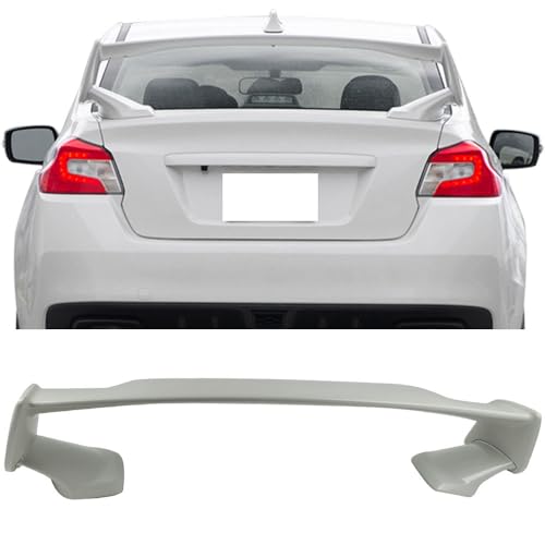 E7210VC200 - Trunk Spoiler - 2022 Subaru WRX 7 IKON MOTORSPORTS, Trunk Spoiler Compatible with 2012-2016 Subaru Impreza & 2015-2021 WRX STI, STI Style Painted #K1X Crystal White Pearl ABS Rear Trunk Lid Spoiler Wing Lip 3PCS