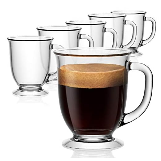 Vivimee Glass Coffee Mugs Set of 6, Clear Coffee Mug 15 Oz, Large Glass Mugs With Handles for Hot Beverages, Clear Mugs for Tea, Cappuccino, Latte, Espresso Coffee, Juice, Glass Coffee Cups