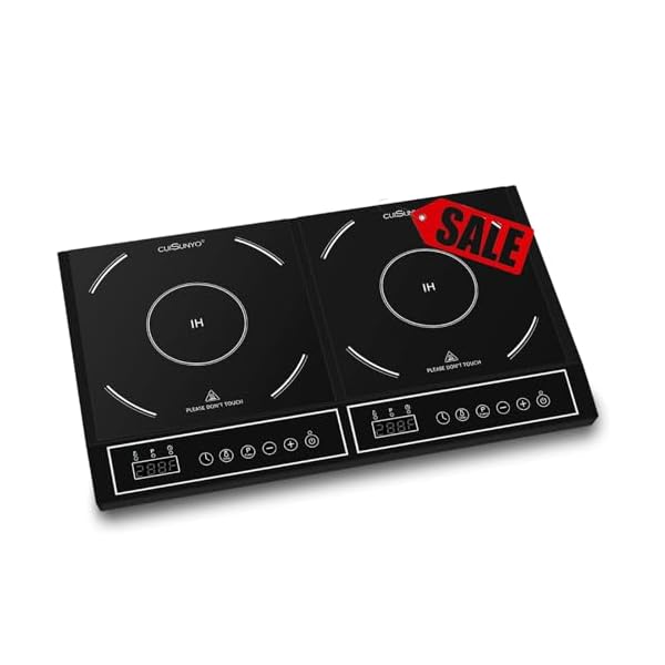 Portable Induction Cooktop Double 1800W Power Sharing Induction Burner Countertop 140-465°F and Power Settings 10 Temp Settings with Digital Control and Timer