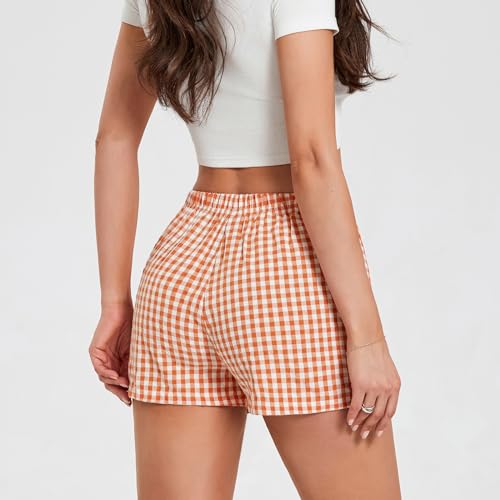 Image of Y2k Women Gingham Boxer Shorts Low Rise Micro Pajamas PJ Sleep Short Pants Plaid Sleepwear Sleeping Lounge Bottoms
