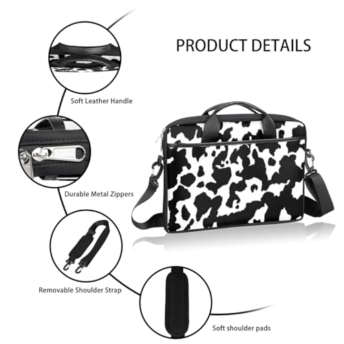 Laptop Bag Case Animal Cow Pattern Shoulder Messenger Carrying Bag 13 14 15 Inch Waterproof Computer Sleeve Cover Compatible with MacBook/Notebook/HP Acer Dell Lenovo ASUS Laptop4