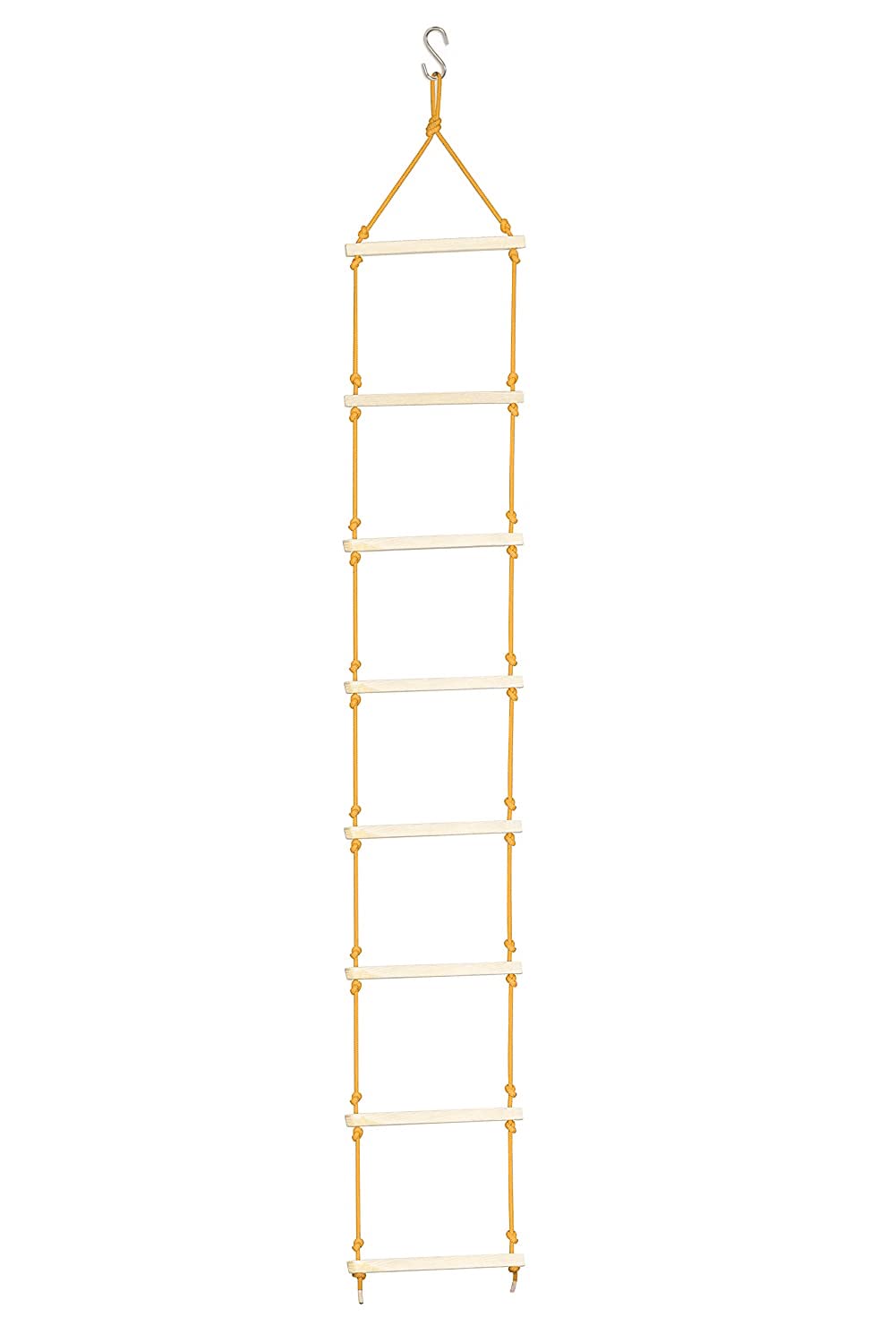 VIXERA Kids Rope Ladder | Wooden Climbing Ladder for Indoor Outdoor Play (Yellow) - Image 2 thumbnail