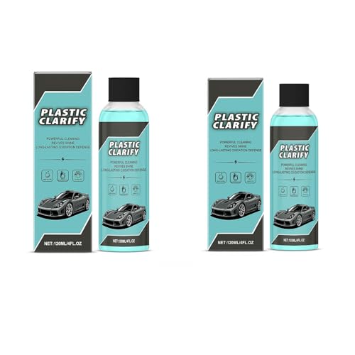 Plastic Clarify - Cera en aerosol sin agua para coches, 120 ml, goma, detallador para interiores y exteriores de automóviles, restaurador de cuero de plástico (2 unidades)