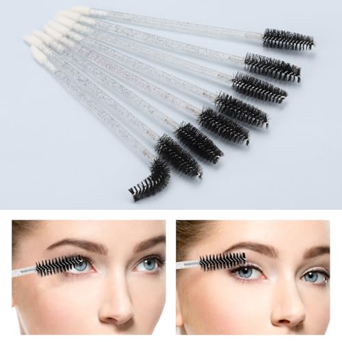 Image of 300 Pcs Dual Ended Eyelash Brush Lip Brush, Black Disposable Mascara Wands Lipstick Applicator, Eyebrow Spoolies Brush for Eyelash Extensions