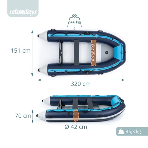 Relaxdays Schlauchboot Set, 4 Personen, 3,20 m, blau-weiß – Bild 4