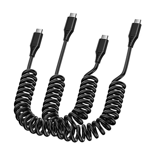 Cabo USB C tipo Android Auto para carregador de carro, cabo enrolado de 90 cm + 6 pés, pacote com 2 para iPhone 15/15 Pro/15 Pro Max/15 Plus, Samsung Galaxy S24 Ultra A15 5G A14 A54 S23 S22 S21 S20,