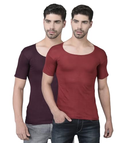 Image of Dollar Lehar Men Combed Cotton Round Neck with Sleeve Vest -Colour May Vary