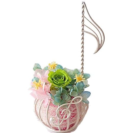 Amazon プリザーブドフラワー 花音 カノン グリーン 音符とト音記号のアレンジ Canon プリザーブドフラワー オンライン通販