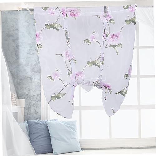 Cortinas romanas diseño floral semitransparentes sala estar 7
