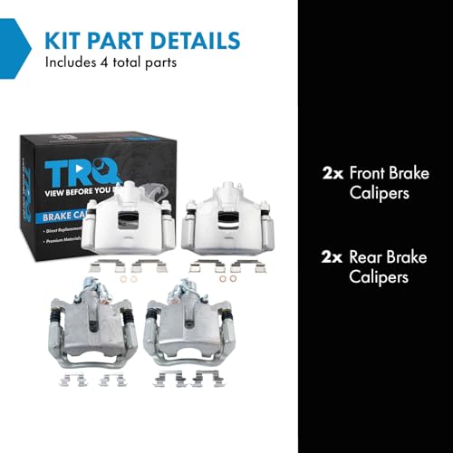 Image of TRQ Front and Rear Brake Caliper Set Zinc Coated Brackets Compatible with 2005-2009 Buick LaCrosse 2005-2008 Pontiac Grand Prix