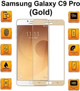 Image of Screen Protector for Samsung Galaxy C9 Pro Gold Tempered Glass Edge-to-Edge 6D Screen Guard With Installation Kit.