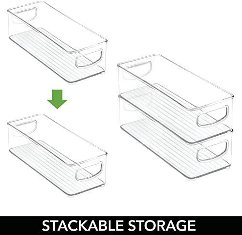 Image of Snazzy Plastic 6 Pack Clear Refrigerator Organizer Bins with Handles, Stackable Food Storage Bins for Pantry, Fridge, Cabinet, Countertops, Kitchen Storage Organizer , 25.4 x 10.2 x 7.6 Centimeters
